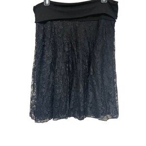 Wet Seal Black Foldover Waist‎ Skirt Lace Overlay Sz Large Whimsygoth Y2K